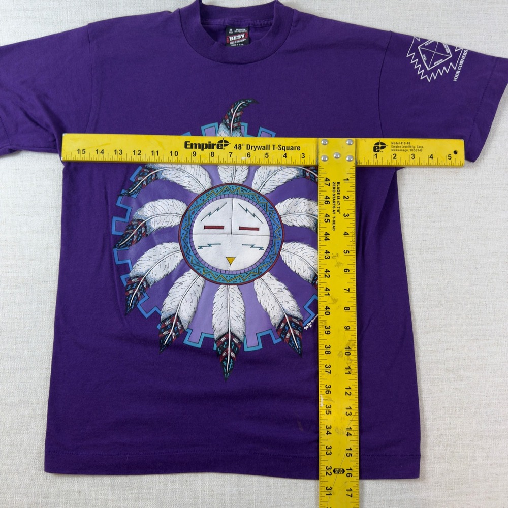 Vintage Fruit of the Loom Best T-Shirt Purple Southwestern Sun Face Graphic M - Picture 5 of 12